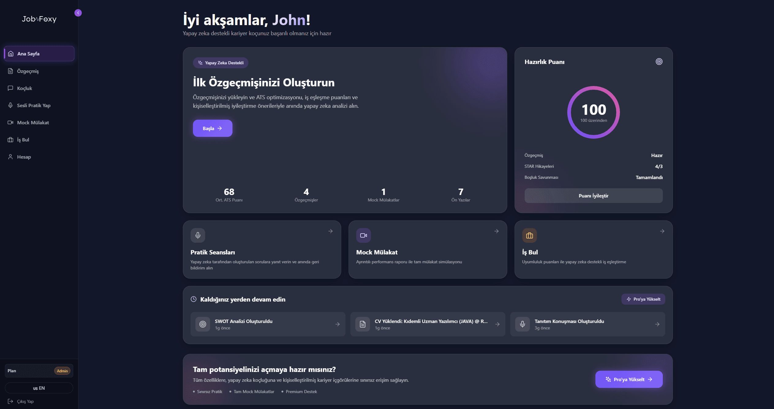 JobFoxy Dashboard